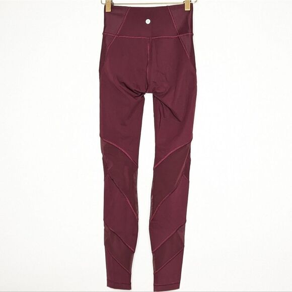 Lululemon Wunder Under High-Rise Tight 28" Mesh Garnet Wine Red Legging - Picture 6 of 10